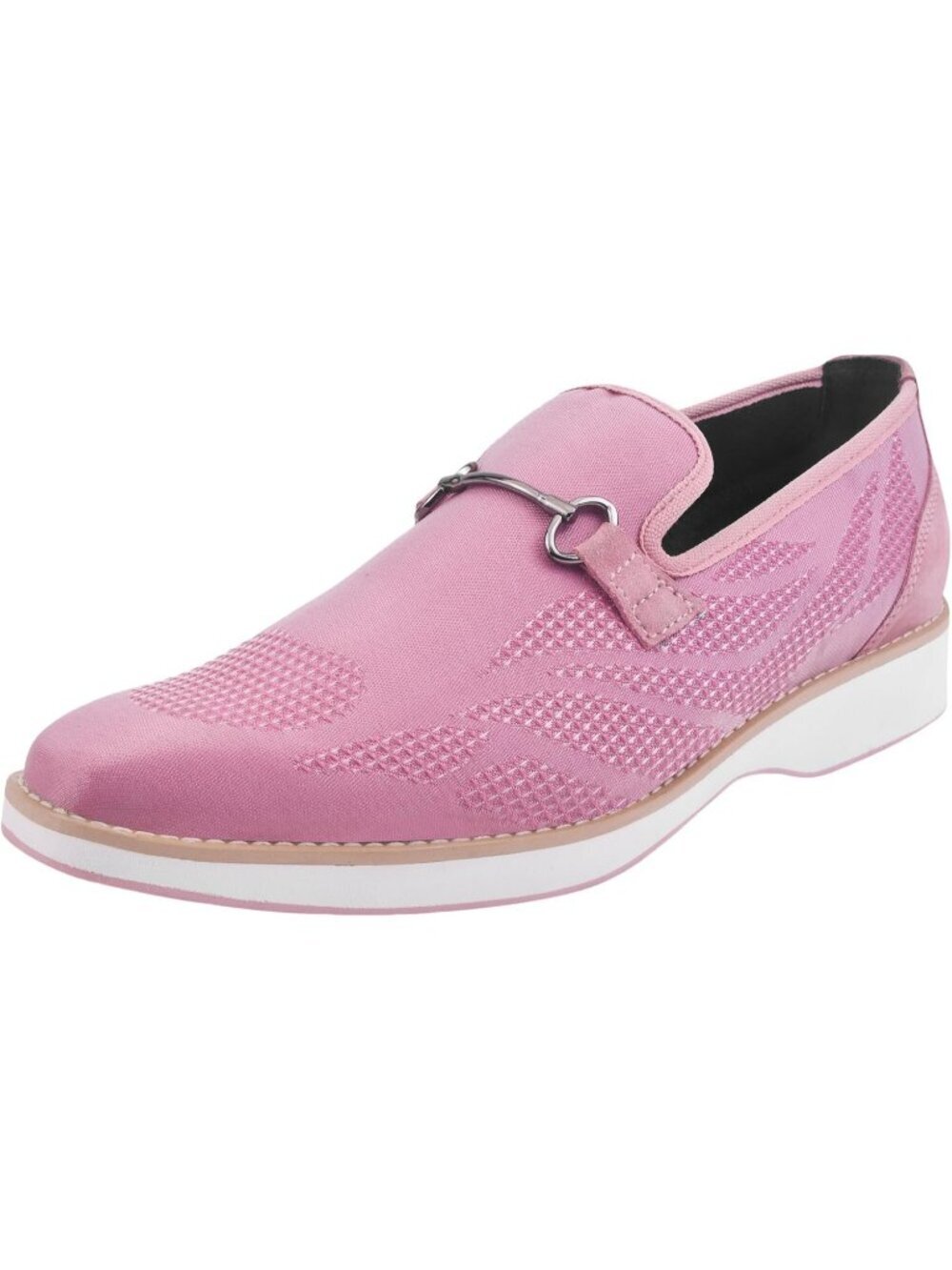 LIBERTYZENO Men's Pink Canvas Textile Suede Leather Loafer Tuxedo Slip On Shoes